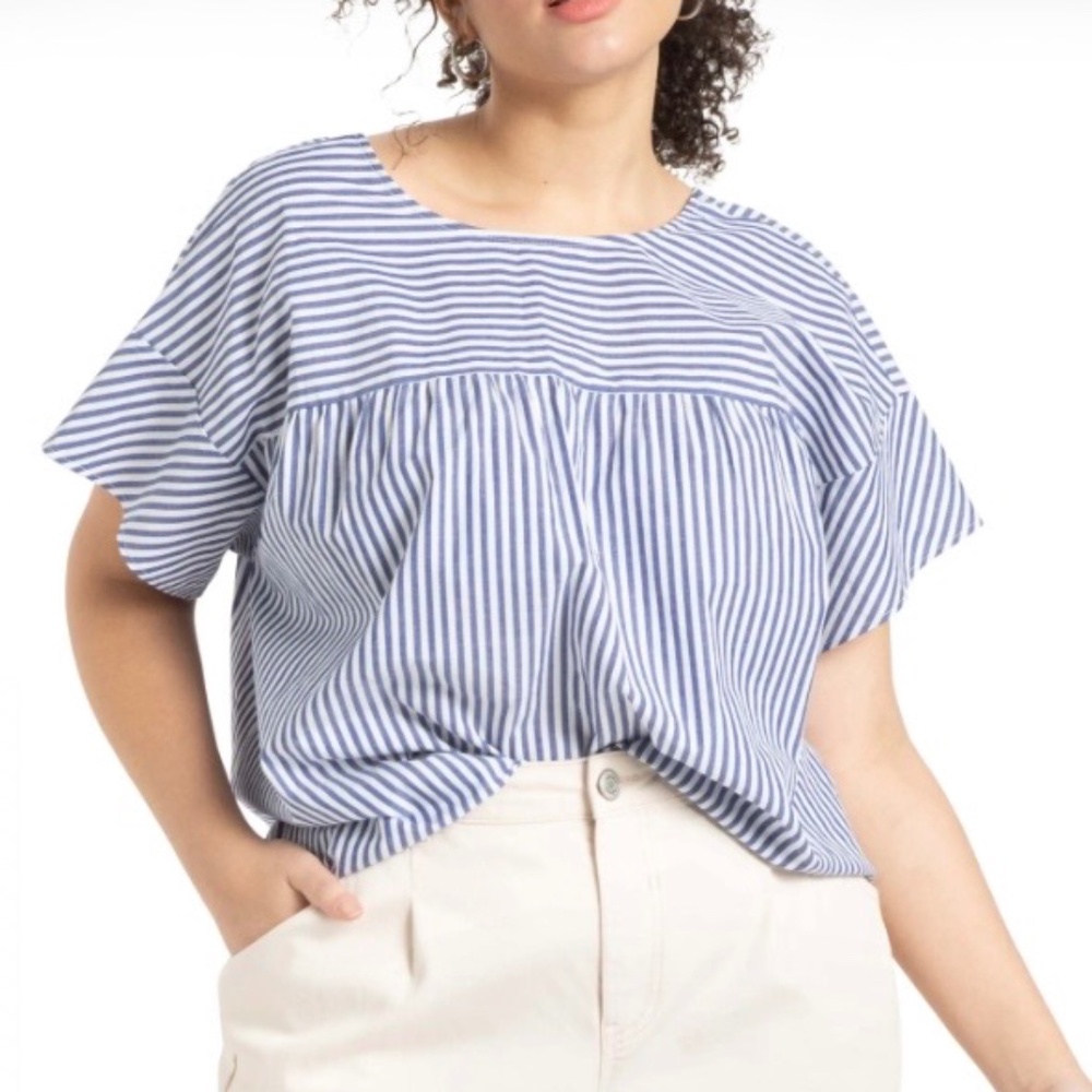 NWT Eloquii Size 16 16W Easy Stripe Top Cotton Plus